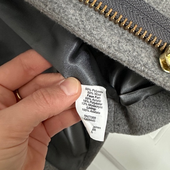J. Crew Gray Pea Coat with Fur Trim - Picture 9 of 11
